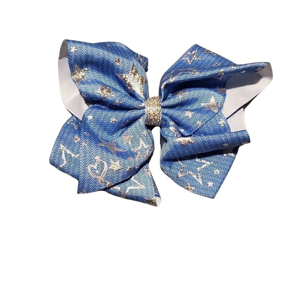 Jojo Siwa Girls Blue & Silver Ponytail Bow